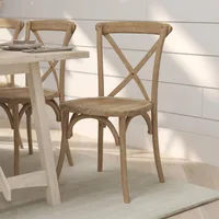 Bardstown Bistro Style Wooden Dining Chair - Medium Natural White Grain - High X-Back 1