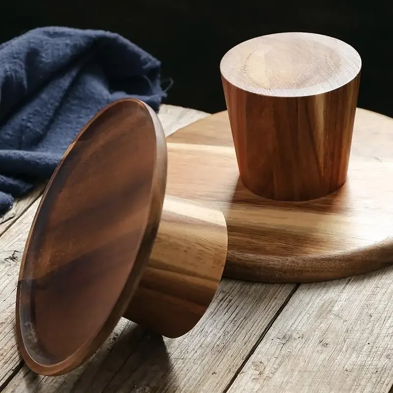 Wooden Cake Stand Tall Wood Plate Dessert Stand Food Serving Tray for Afternoon Tea Fruit Bread Pastries Display Stands Home