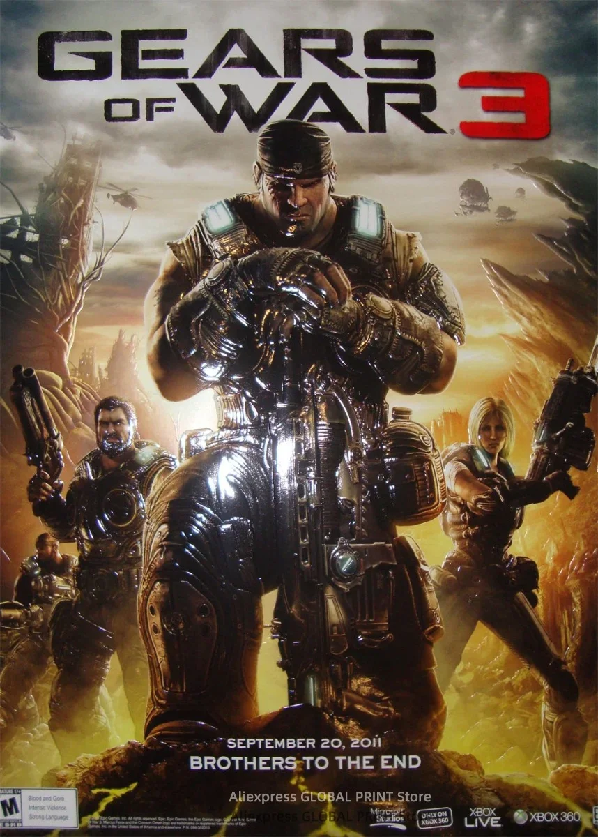 thumbnail image 1 of Póster de Gears Of War, pósteres y grabados de lienzo del juego, lienzos, pinturas, decoración del hogar, 1 of 5