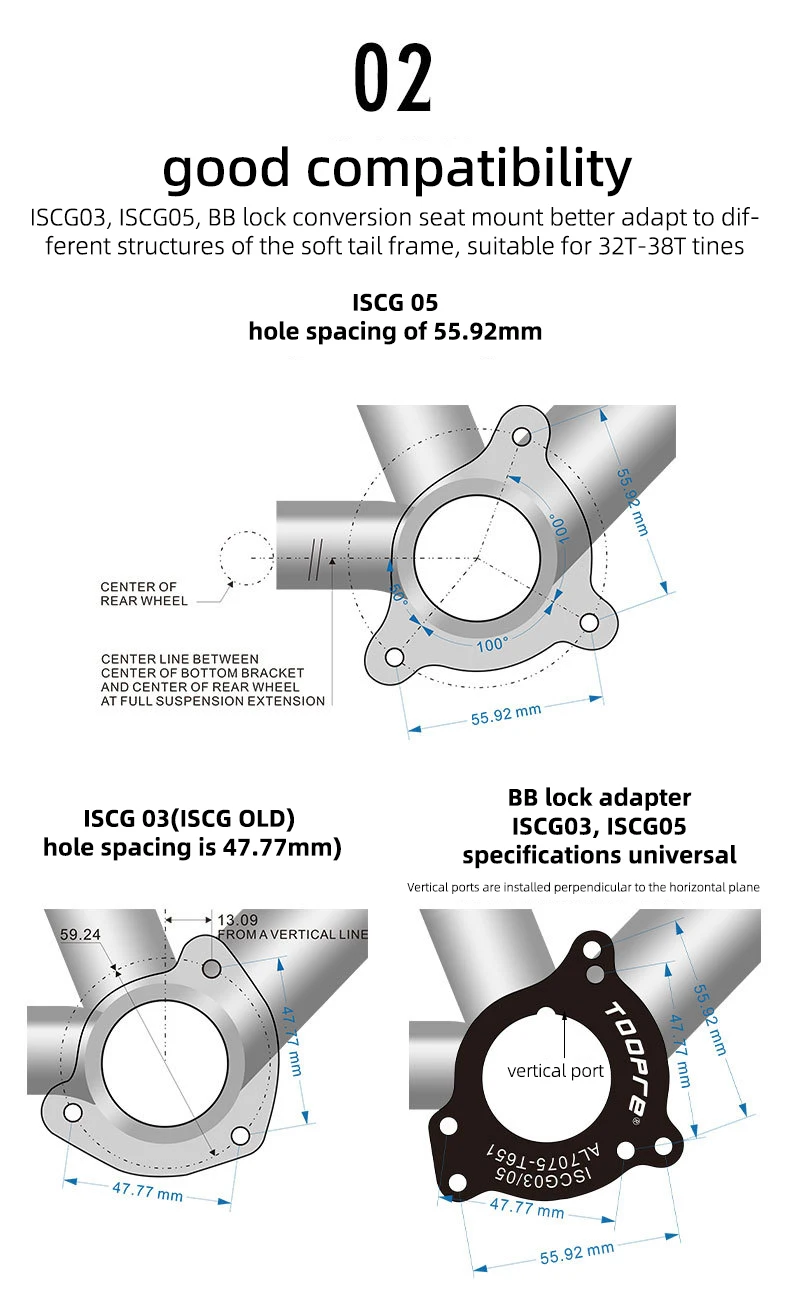 TOOPRE Fahrrad-Einzelscheiben-Kettenführung, ultraleicht, hochfest, MTB-Fahrrad-Kettenführung ISCG03/05 BB-Halterung für 32T ~ 38T Kettenblatt – Detail 8