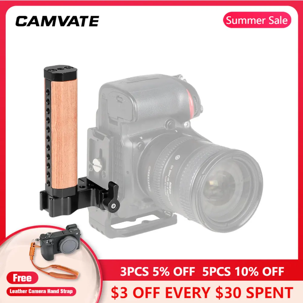 Camvate Quick Release Wooden Handle Grip With Arcaswiss Adapter