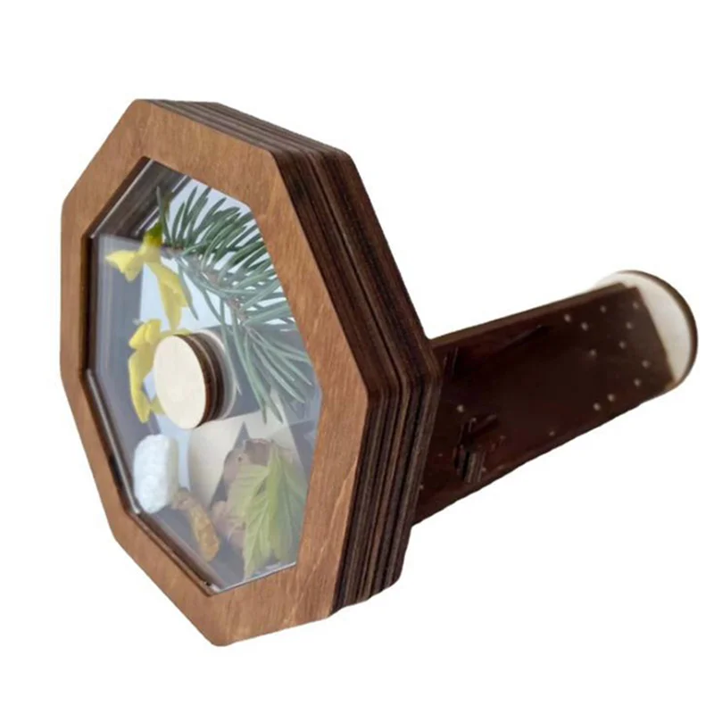 3D Wooden DIY Kids Kaleidoscope Magic Rotating Glass Outdoor Toys for Nature Lovers Gifts for Children's Interest Cultivation