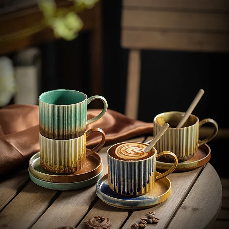 

Ceramic Coffee Dish Suit Retro Kiln Change Mug Creative Cup Office Afternoon Tea