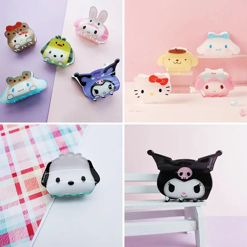 

Sanrios Anime Cartoon Kt Kuromi My Melody Grab Clip Kawaii Girly Heart Children's Summer Cute Sweet Hair Shark Clip Ornaments