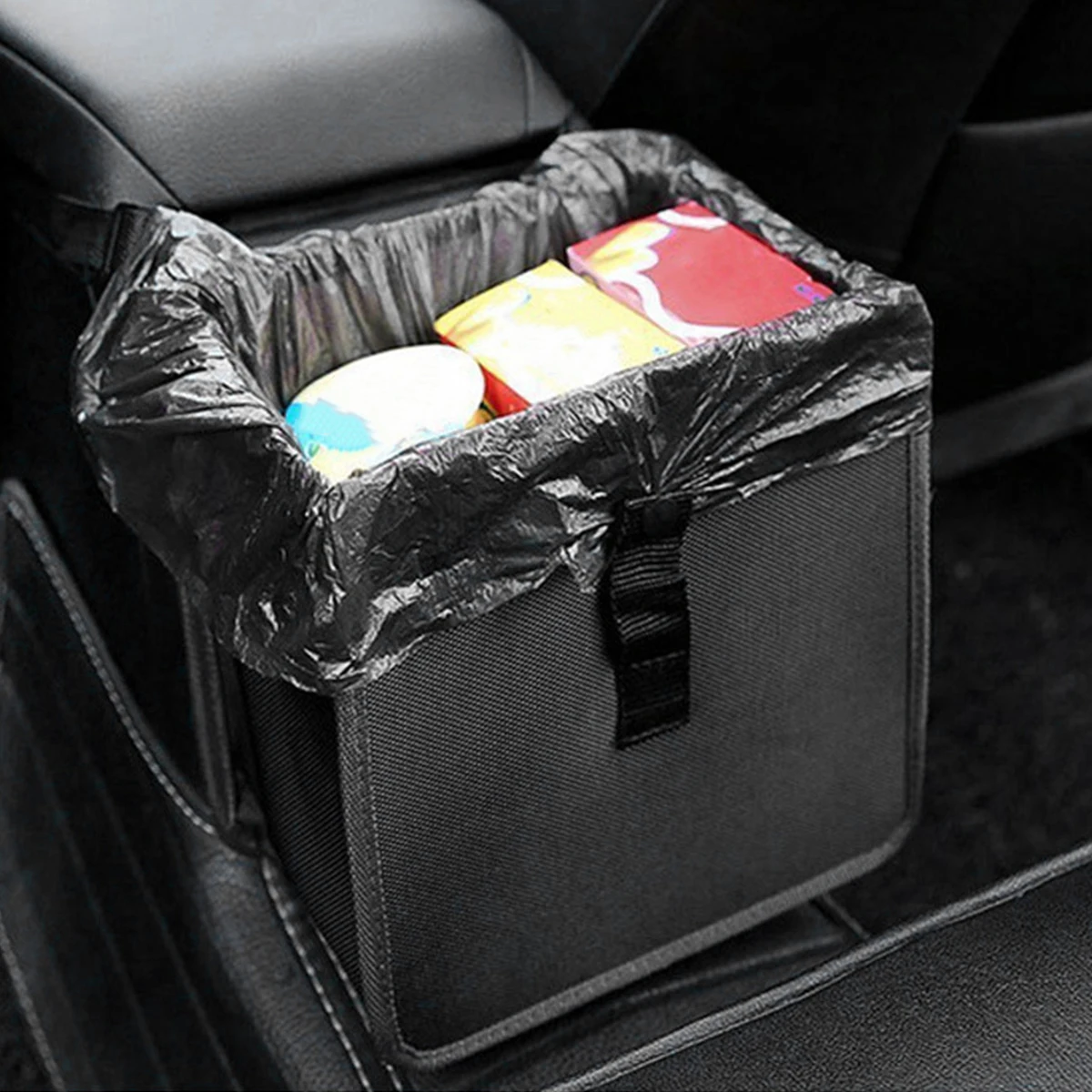 Car Trash Can 6.5L Adjustable Strap Waterproof Foldable Portable Organizer Bin