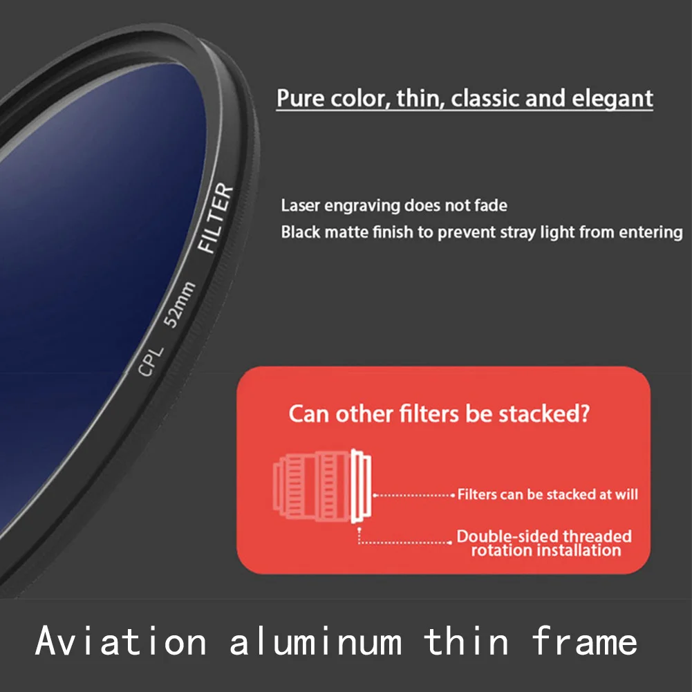 Kit Filtre CPL + UV 37-82mm Objectif Appareil Photo