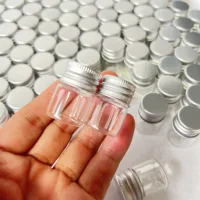 50 /100 Pcs 5ml 13*22*30mm Tiny Glass Jars with Silver Screw Caps - Perfect Mini Decorative Vials! Glass bottles 2