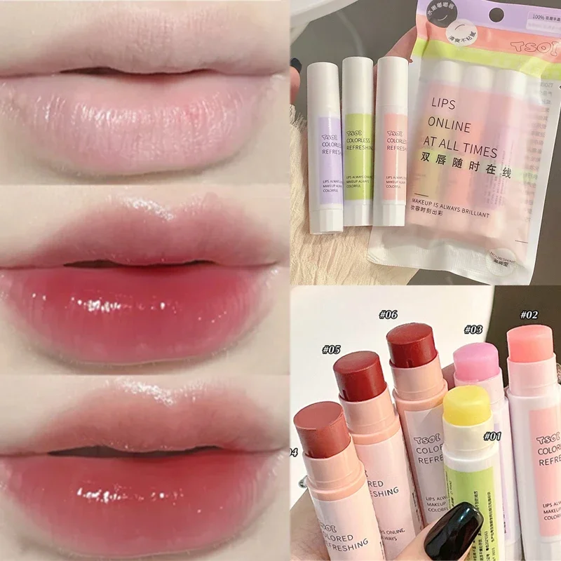 

Jelly Tinted Lip Balm Set 1/3PCS Moisturizing Lasting Natural Reducing Lip Lines Lipstick Lips Makeup Base Lips Care Cosmetics