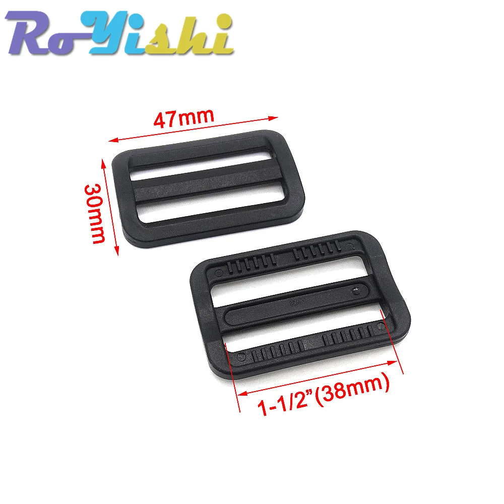 10 Stück/Packung Kunststoff Black Curve Tri-Glide Slider verstellbare Schnalle für Taschen Gurtband – Detail 6