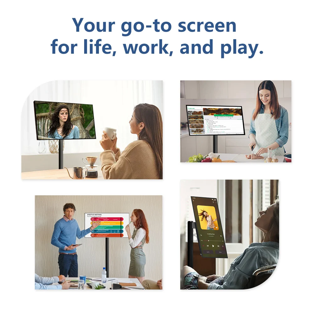 Android Tablet Smart Television In Cell Touch 21.5 inch Lcd Screen Movable Wireless Rollable Smart Tv With 5hr Battery