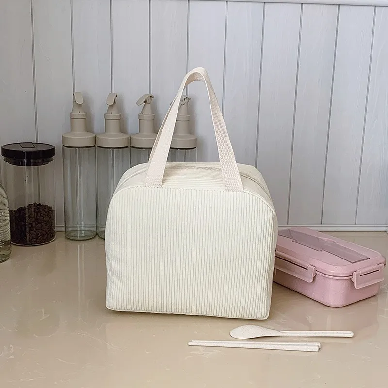 Corduroy Mini Handbag Portable Food Storage Pouch Lightweight Cosmetic Makeup Bag Reusable for Women Ladies