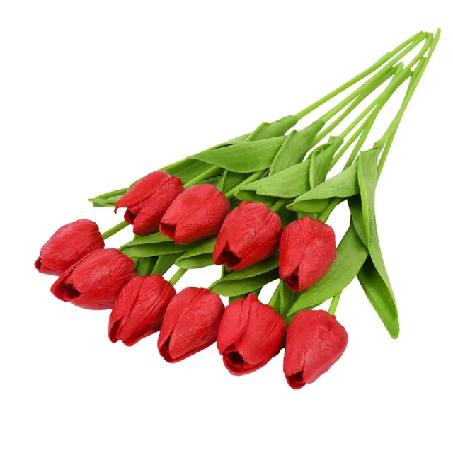 10PCS Tulip Artificial Flower Real Touch Artificial Bouquet Fake Flower for Wedding Decoration Flowers Home Garen Decor G