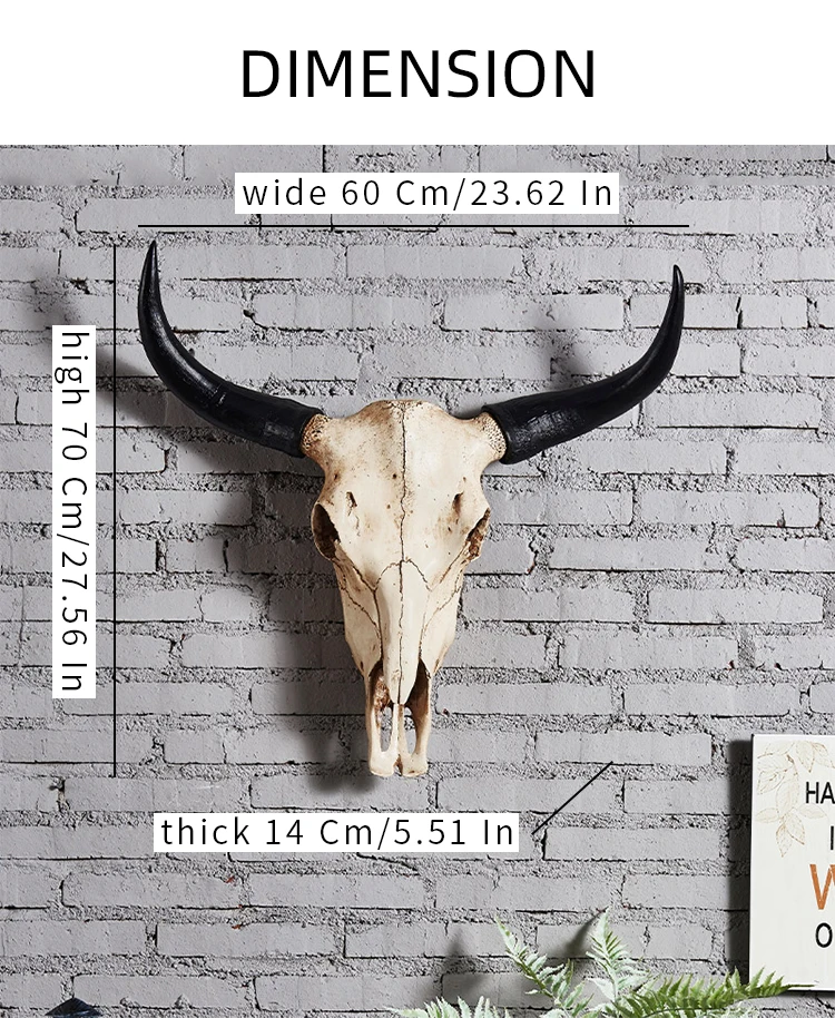Künstliche Kuh Schädel Schaf Schädel Wand Dekor handgemachte Bauernhaus Dekor Wand Skulptur für Home Bar Restaurant Dekoration – Detail 2