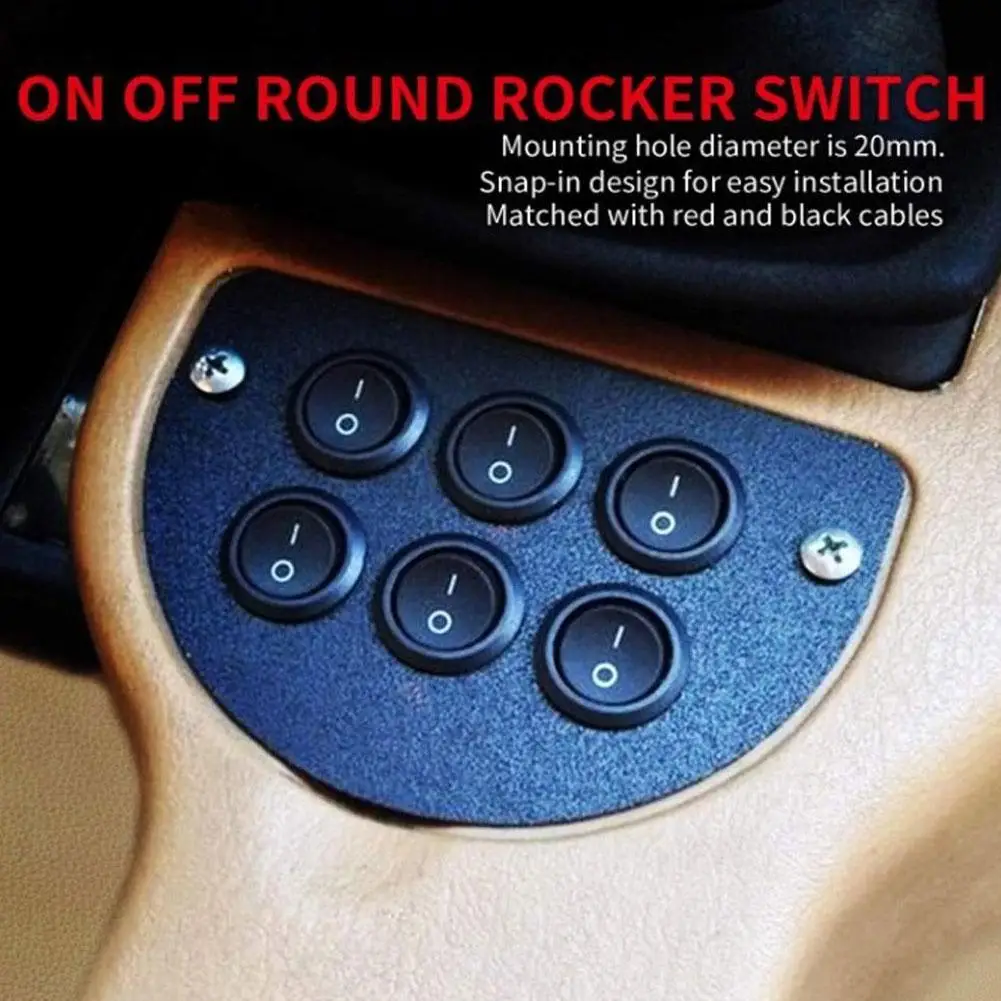 로커 스위치 SPST 2핀 온/오프 12V 10A/125V 6A/250V 원형 토글 스위치, 자동차 보트 해양 RV 자동차 트럭 오토바이 I4J4용