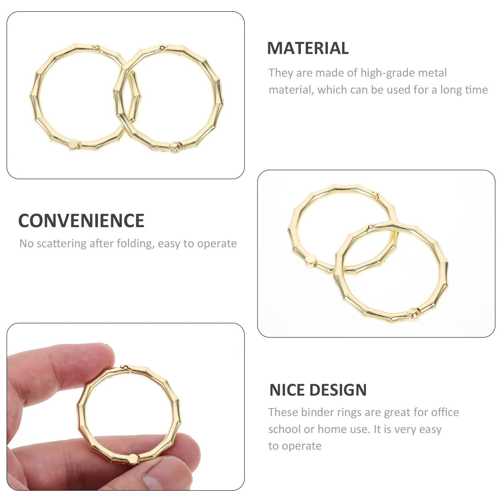 7Pcs 프리미엄 금속 바인더 링 노트북 루스 리프 저널 사무실 학교 가정용 잘 광택 처리된 단일 구멍 책 바인딩 링
