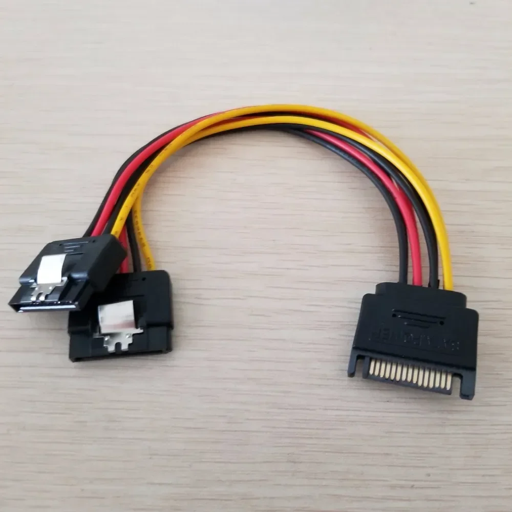 SATA Adapter to Dual 15Pin Power Cable Y Splitter Female  Male Pure Copper with Buckle for PC Chassis DIY