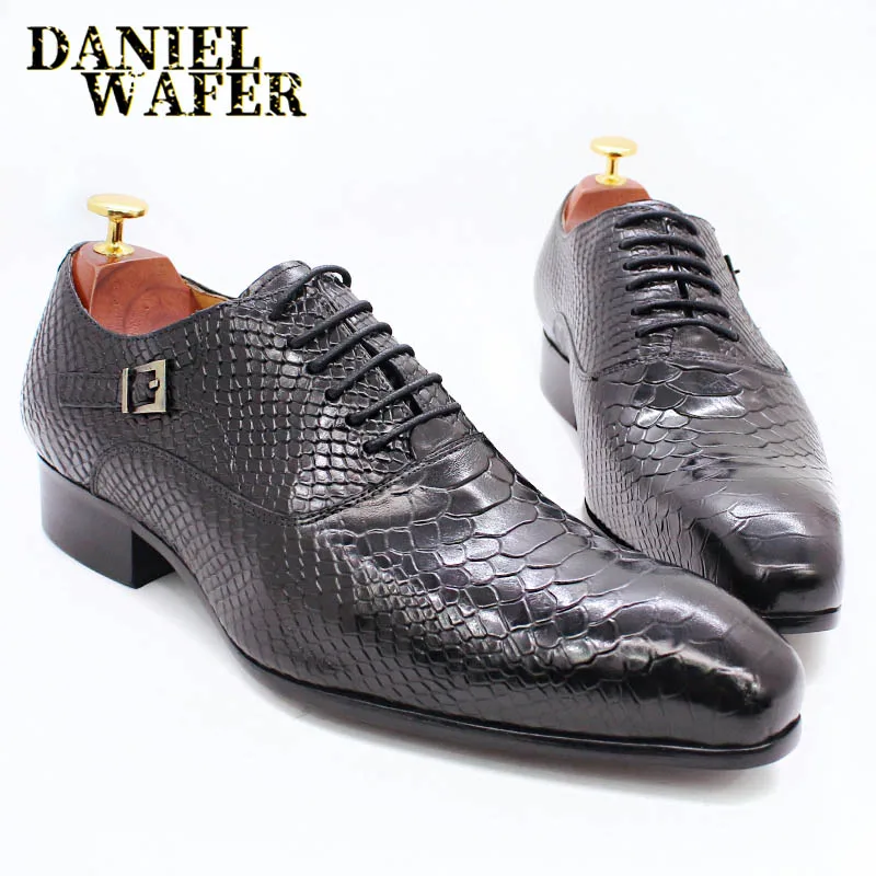 Italian Leather Shoes Men | Men's Snake Leather Shoes | Blue