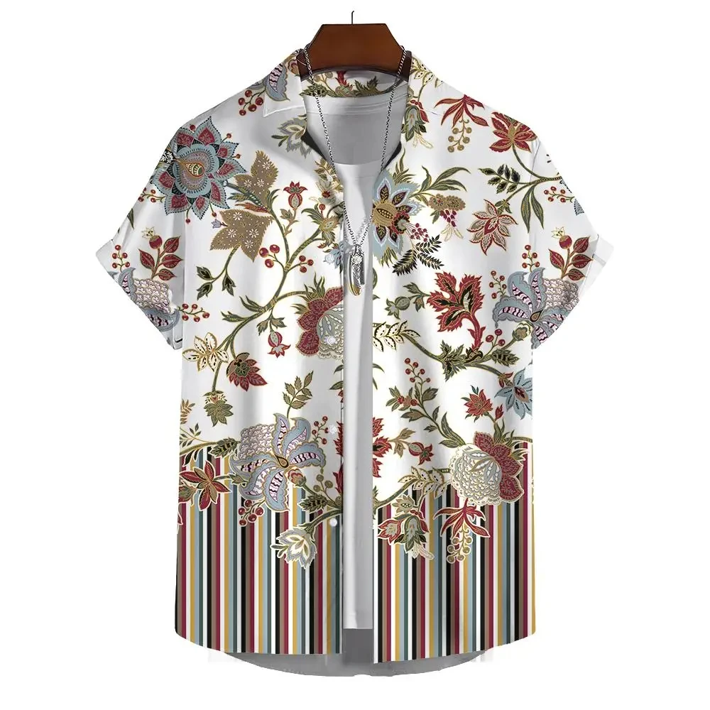 thumbnail image 1 of Camisa hawaiana de playa para hombre, nueva camisa con estampado 3D de flores para exteriores, de manga corta, con botones y cuello abatible, 2024, 1 of 4