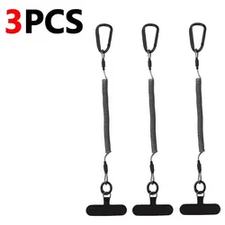 Coiled Anti - Theft Retractable Phone Lanyards with Tether Tabs (3PCS)