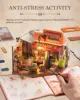 Robotime Rolife Corner Bookstore DIY Miniature House Kit Build Mini House Building Kit with LED Lights Craft Gifts for Kids Girl 4