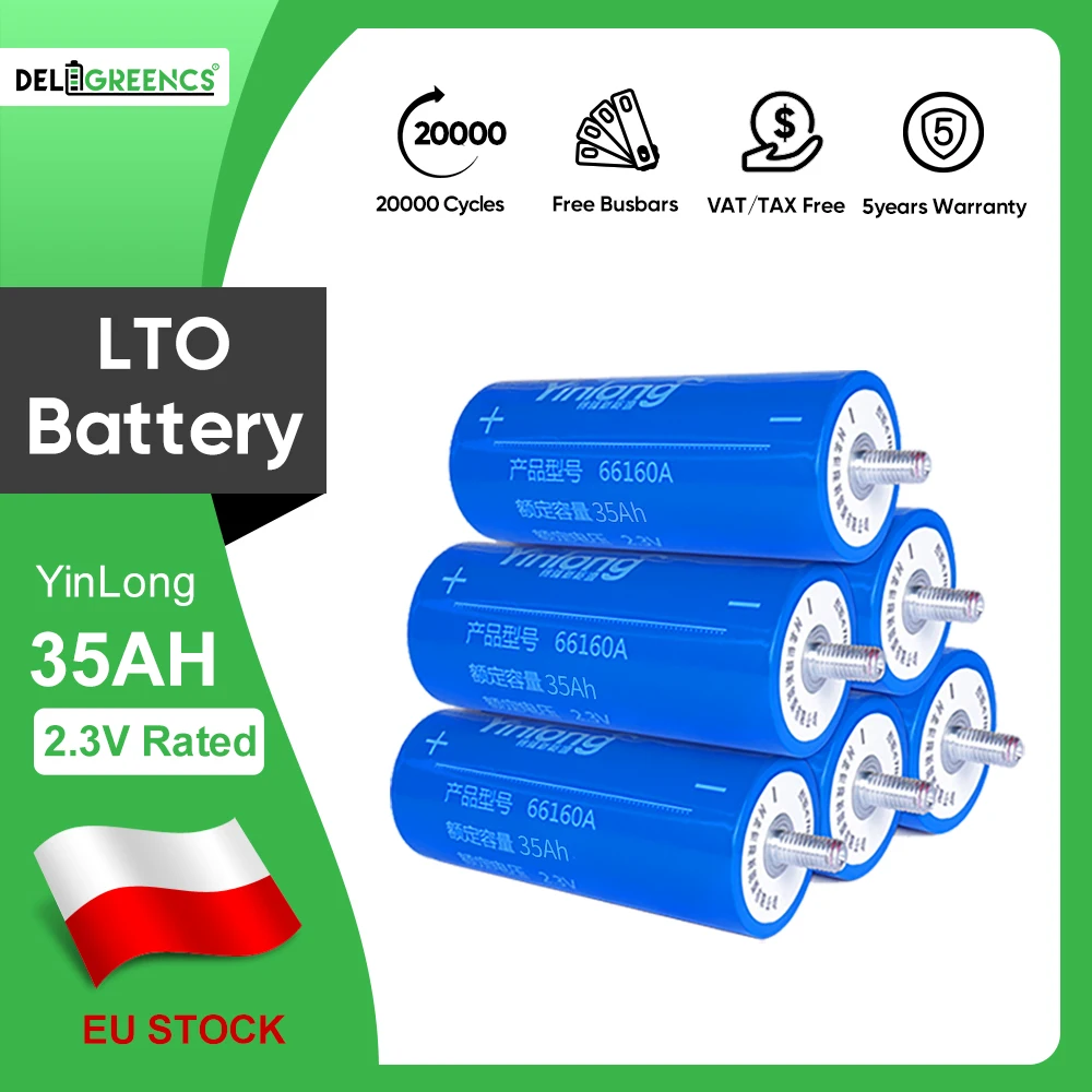 

18PCS YinLong 35Ah LTO batteries Lithium Titanate Cells DIY Original Real Capacity for Auto mobiles Buses Rail road Car Audio