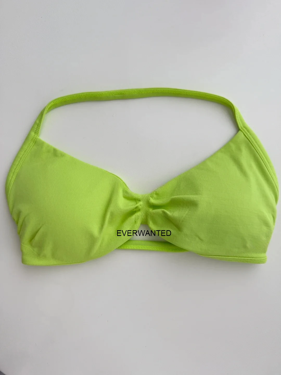 New Color Neon Lime | Sports Strappy Bra Halterneck Backless Removable Bra Pads Front Scrunch Workout Underwear Yoga Fitness Bra