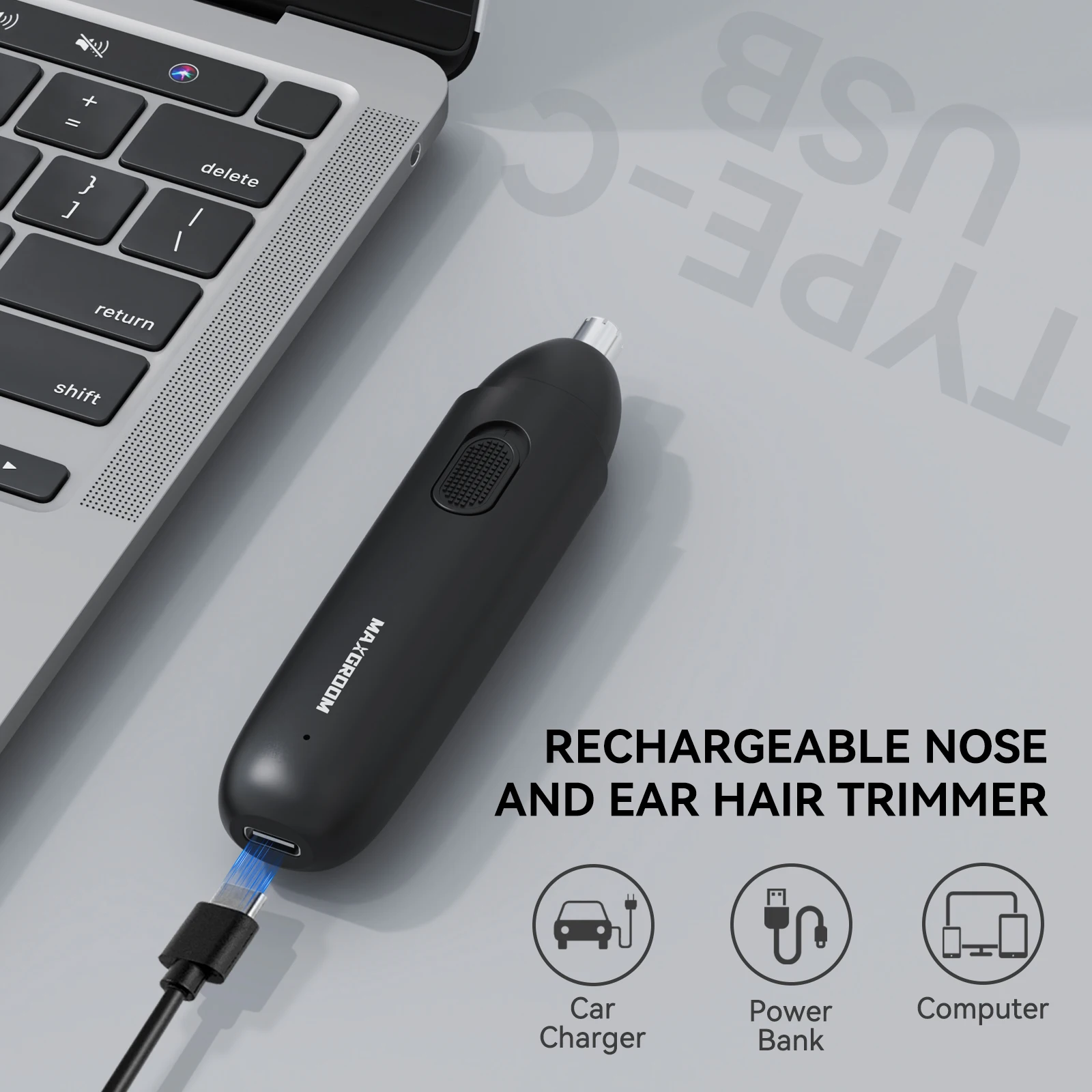 MAXGROOM Rechargeable Nose Hair Trimmer for Men 360 Rotating Dual-Blade Electric Shaver Eyebrows Nose Hair Trimmer Painless Safe 6