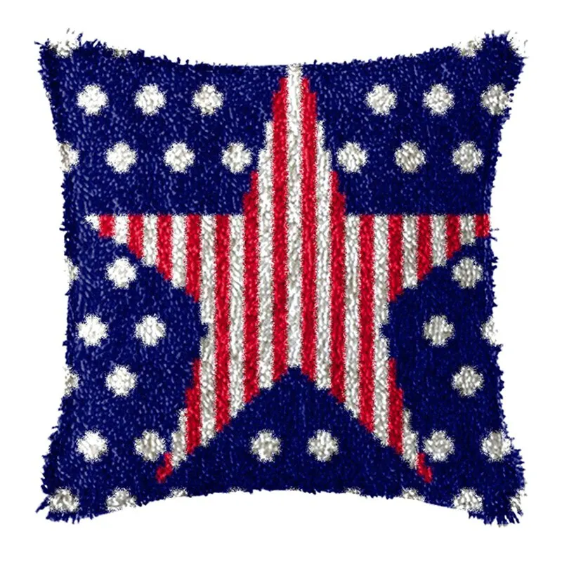 Prajna Geometric Patterns Latch Hook Kit Craft Supplies Knot Pillow Package Embroidery Latch Hook Kits Cushion Pillowcase Set for Needlework