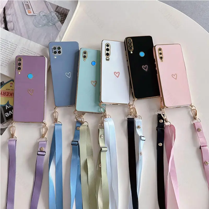 Love Heart Crossbody Lanyard Strap Phone Case – Stylish and Functional Cover
