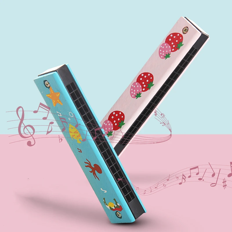 

16 hole Wooden Early Educational Musical Instruments Baby Kids Harmonica Beginner Band Kit Children Toddler Toys