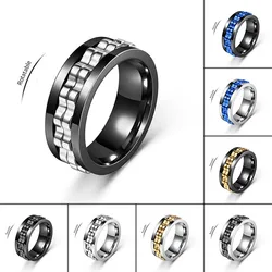 Jisensp Minimalist Fashion Punk Gear Rotating Anxiety Fidget Ring Spinner Rings for Men Rock Biker Wedding Party Jewelry Gift