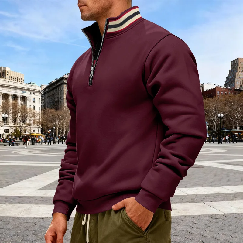 Stand-up Collar Half Zipper Men's Sports & Fitness Sweatshirt - Image 4