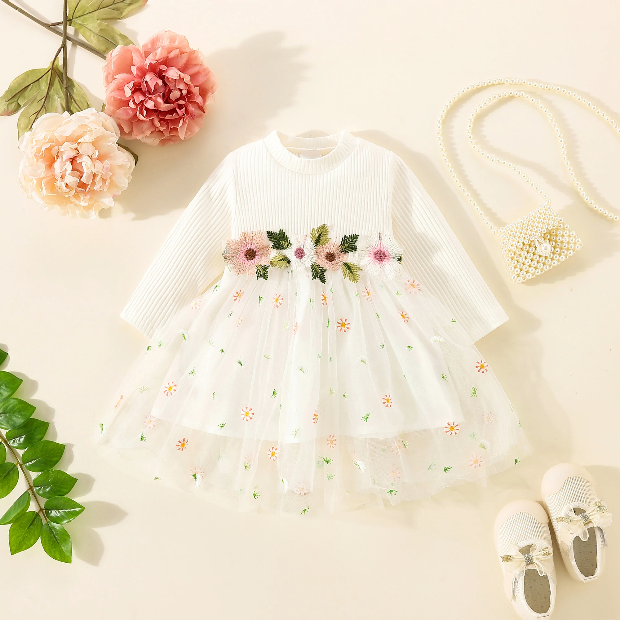 Baby Girl Embroidered Tulle Dress 1