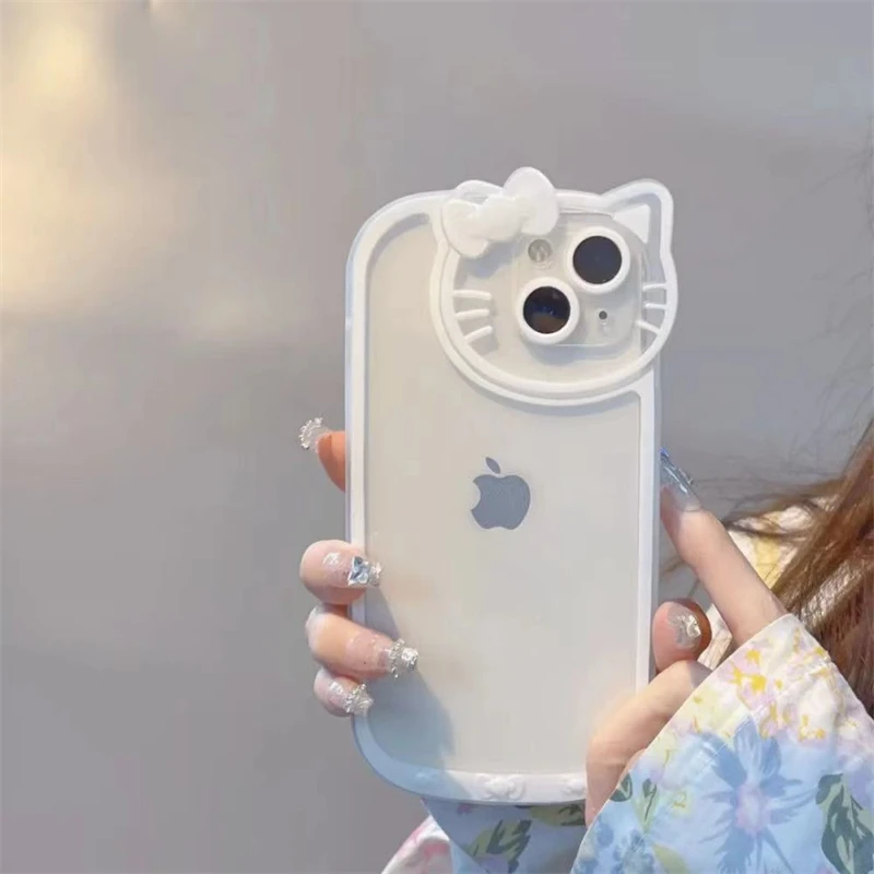 thumbnail image 1 of Sanrio Hello Kitty Transparent Case For iPhone 15 14 13 11 12 Pro Max XS XR 7 8 Plus SE20 With Cosmetic Mirror Cartoon Cover Y2K, 1 of 5