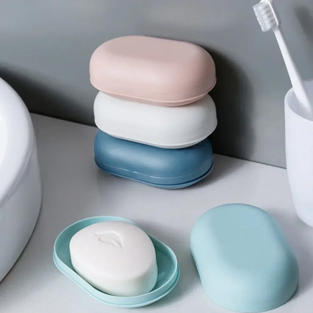 Plastic Bathroom Shower Soap Box With Lids Travel Portable Small Soap Tray Dish Storage Holder Plate Home Container soap box