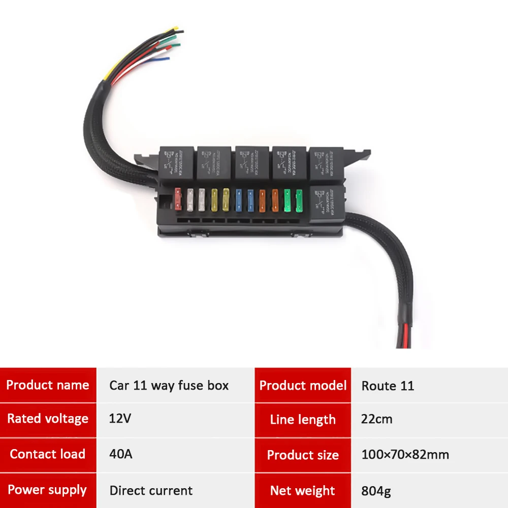 Blocco Relè E Fusibili Pre-cablato 12V – 11 Slot Con 6 Relè 40A E Fusibili Assortiti – Scatola Impermeabile Per Auto, Camper, Barca