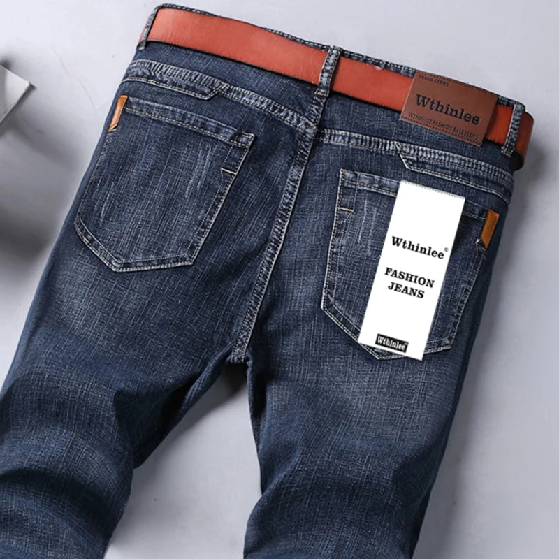 WTHINLEE Men Fashion Jeans Autumn Stretch Comfortable Denim Trousers Business Casual Classic Straight Male Pants Brand Clothing 3