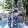 Teak Wood Outdoor Swing Daybed Oyster Cushion with Corrosion-Resistant Chains and Removable Cover Spacious 3-Seater Patio Swing 3