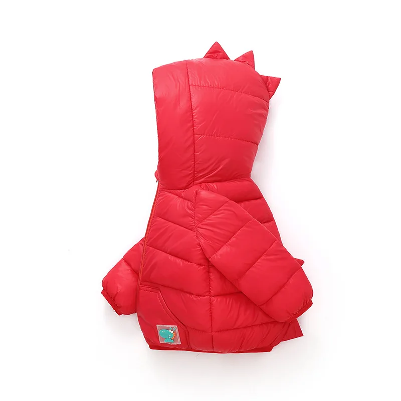 Baby Warm Outerwear Autumn Winter Children Down Cotton Jacket Boys Girls Fashion 3D Dinosaur Coat Toddler Hooded Clothing