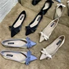 Bow Pointed Single Shoes Women's Flat Ballet Women's Shoes Spring 2022 New Versatile Soft Sole Bridesmaid Shoes Large Size 46 1