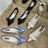 Bow Pointed Single Shoes Women's Flat Ballet Women's Shoes Spring 2022 New Versatile Soft Sole Bridesmaid Shoes Large Size 46 1