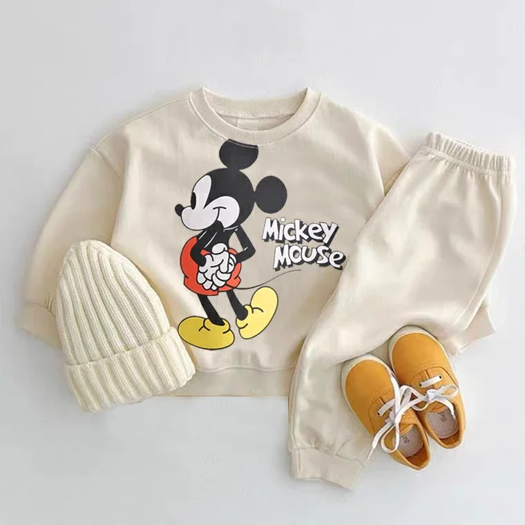 Disney hoodies Kisded Uniszex Két Műtárgy sets Gúnyrajz nyomtatás stv Ingujj tops +trousers Angol kosztüm Kisded fiúknak Lezser sweatshirts outfits