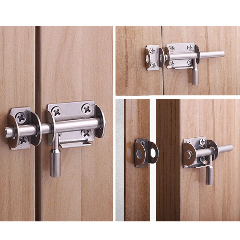 1PCS Edelstahl Tür Latch Solide Schiebe Bolzen Latch Haspe Home Hardware Tor Sicherheit Wc Türschloss – Detail 7