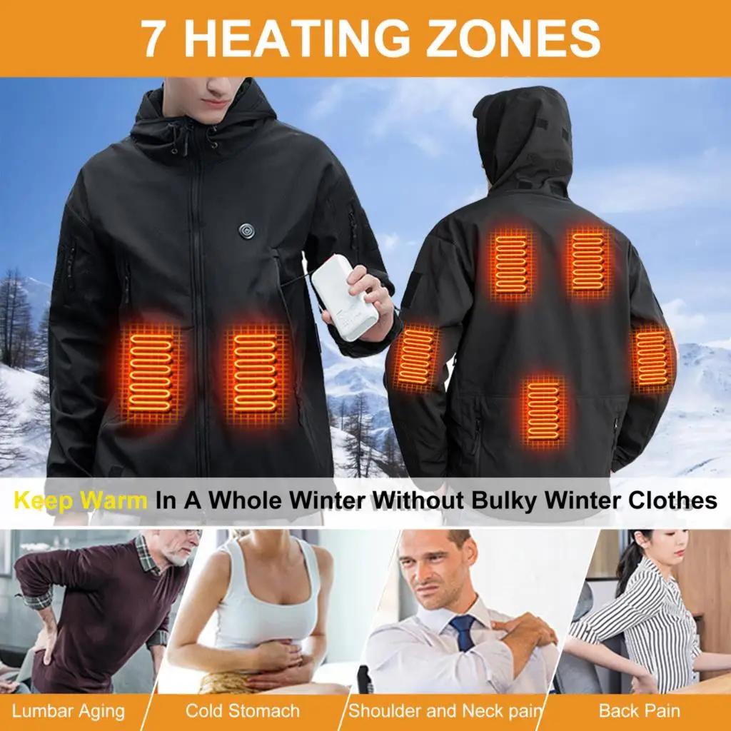 Smart Heated Jacket with 7 ultra-thin heating zones and pocket temperature controls.