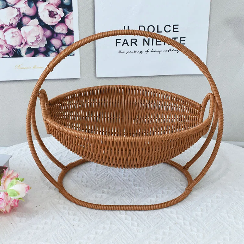 

Cradle Creative Fruit Basket Storage Dried Fruit Plate Imitation Vine Weaving Basket Home Snack Plate Candy Afternoon Tea Tray B