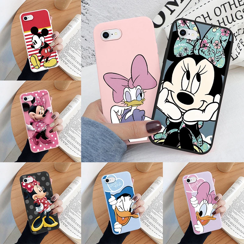 Per Iphone 6 6S Plus Custodia Per Telefono Rosa Topolino Minnie Cover Soft Tpu Fundas Per Iphone 6 6S + 6 + Iphone 6 Borse Donald Duck Cute