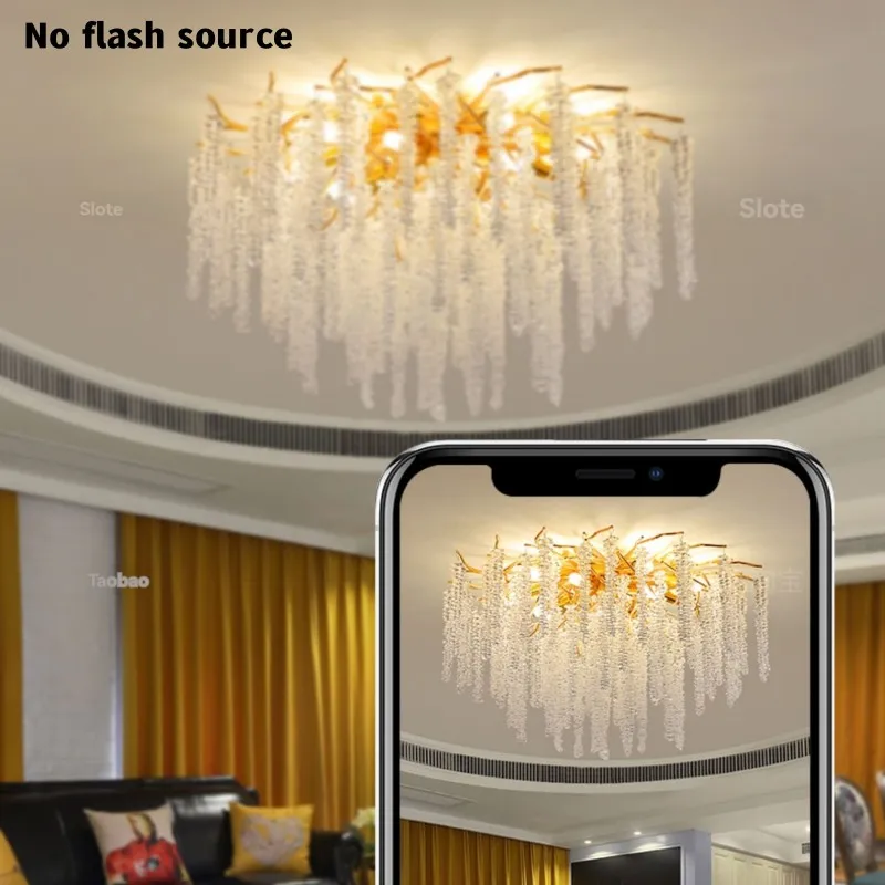 Chrome Round Crystal Led Ceiling Chandelier Light For Bedroom Living Room Dining Kitchen