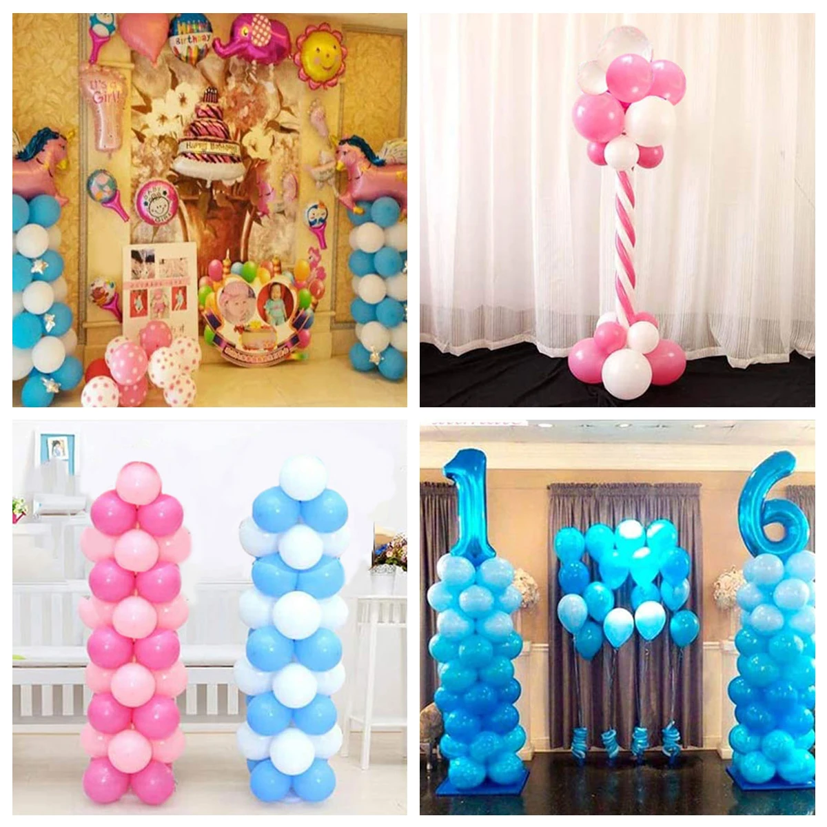 2Sets Balloon Column Stand Kits 8.4ft Height Balloon Arch Stand Kit with 2Base Stand 8Pole 4Flower Clip Balloon Tower Decoration
