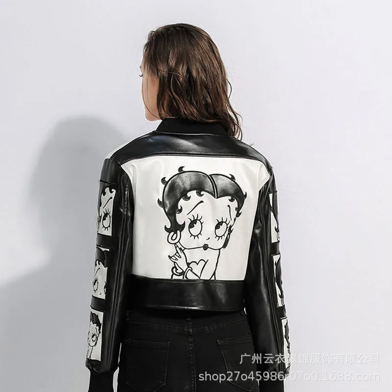 Black leather jacket with white writing Clearance