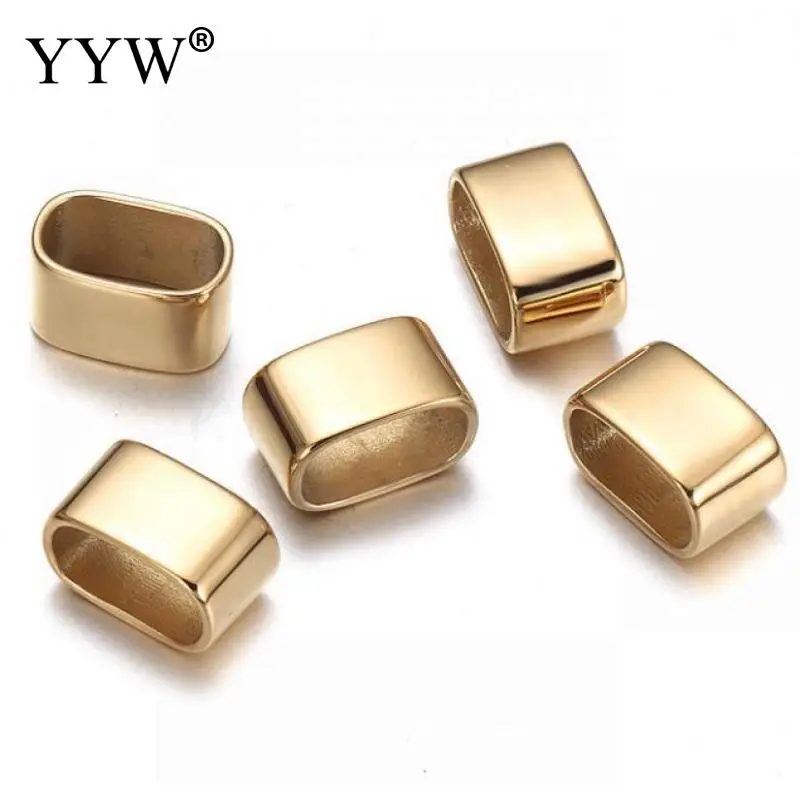 10pc Stainless Steel Plating Spacer Beads Mirror Polish Black Large Hole Bead Slider For Diy Bracelet Jewelry Making Accessories